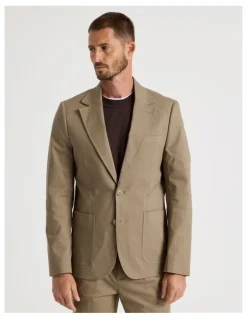 Basque Single Breasted Textured Blazer in Taupe