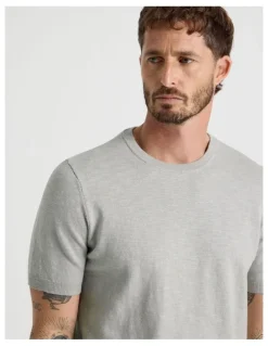 Basque Slub Texture Knit Tee in Grey