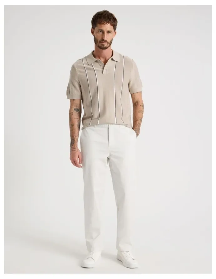 Basque Straight Leg Chino Pant in White
