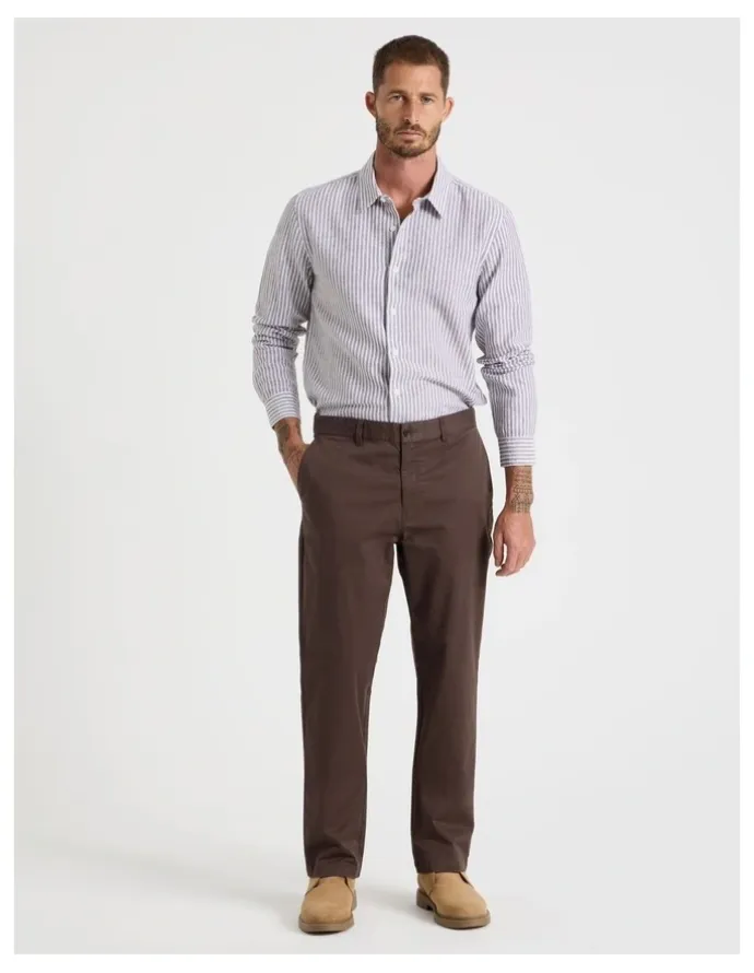 Basque Straight Leg Chino Pant in Brown