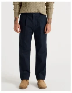 Basque Tailored Textured Trousers in Navy