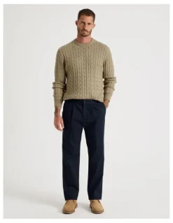 Basque Tailored Textured Trousers in Navy