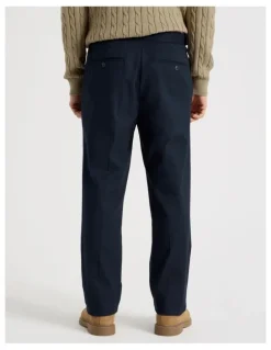 Basque Tailored Textured Trousers in Navy