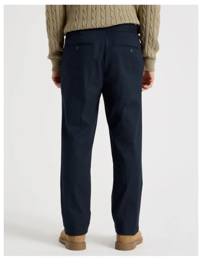 Basque Tailored Textured Trousers in Navy