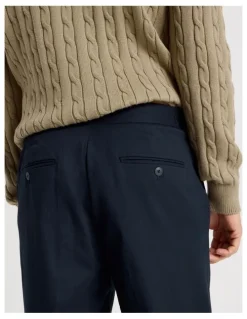 Basque Tailored Textured Trousers in Navy