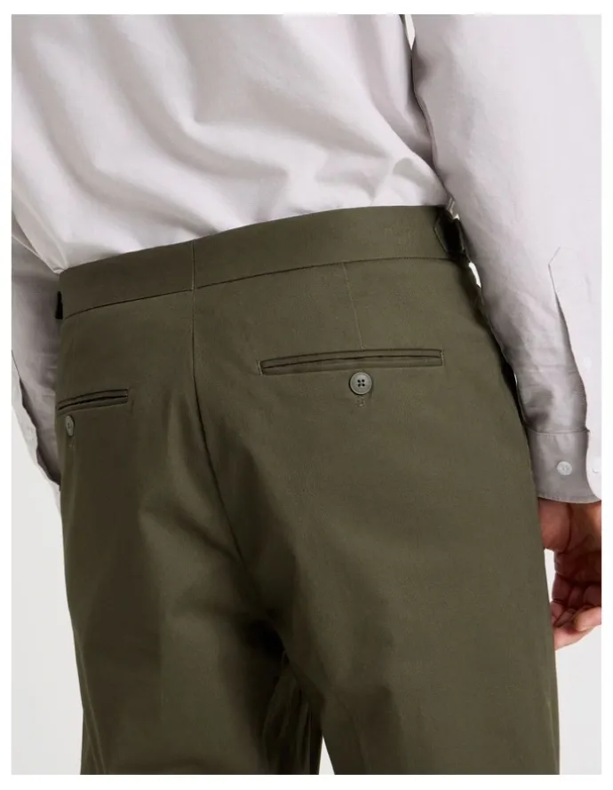 Basque Tailored Textured Trousers in Olive