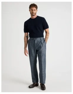 Basque Textured Knit Tee in Navy