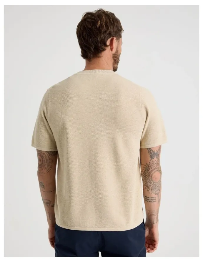 Basque Textured Knit Tee in Stone