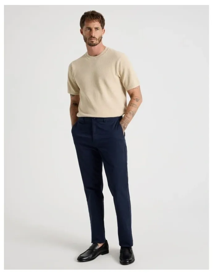 Basque Textured Knit Tee in Stone