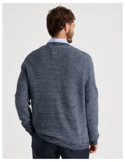 Basque Textured Long Sleeve Knit in Navy