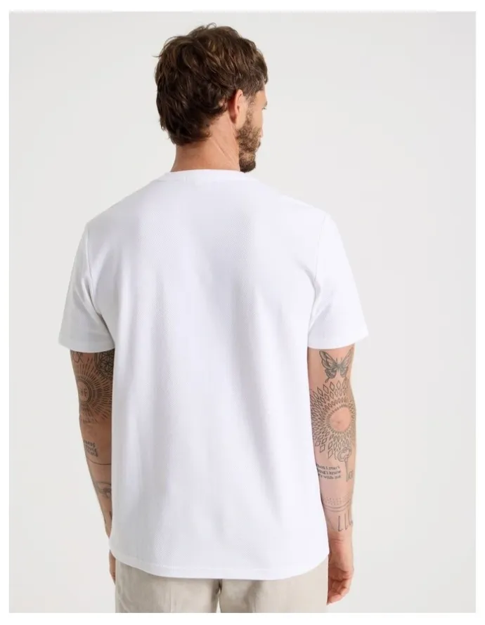 Basque Textured Pique T-Shirt in White