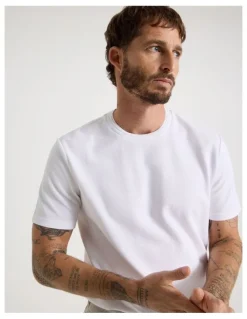 Basque Textured Pique T-Shirt in White