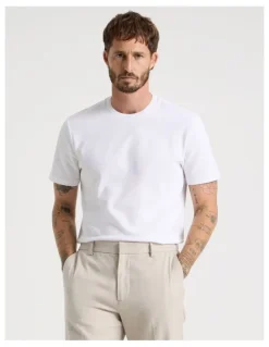 Basque Textured Pique T-Shirt in White