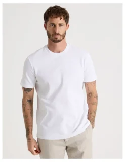 Basque Textured Pique T-Shirt in White