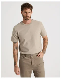 Basque Textured Pique T-Shirt in Sand