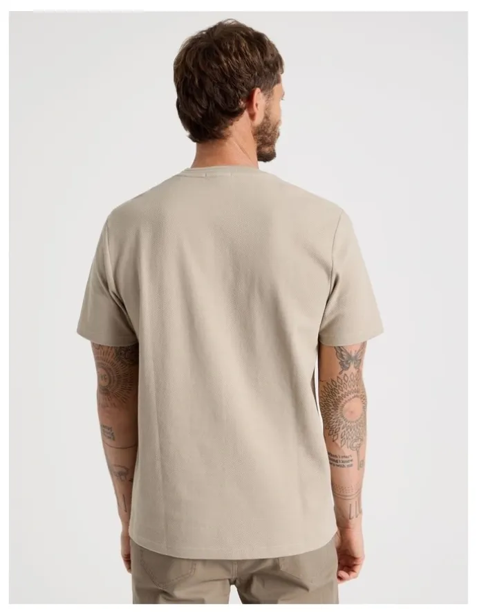 Basque Textured Pique T-Shirt in Sand