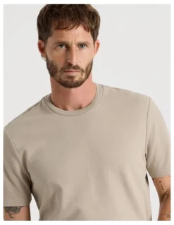 Basque Textured Pique T-Shirt in Sand