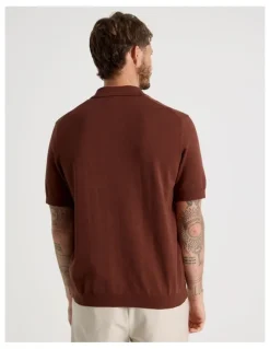 Basque Vertical Colour Block Polo in Brown