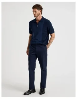 Basque Vertical Colour Block Polo in Navy