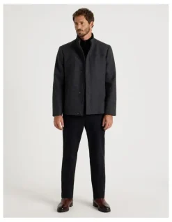 Basque Wool Blend Felt Jacket in Charcoal