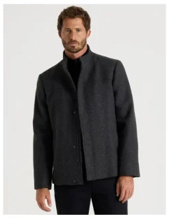 Basque Wool Blend Felt Jacket in Charcoal