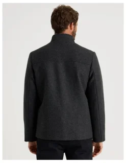Basque Wool Blend Felt Jacket in Charcoal