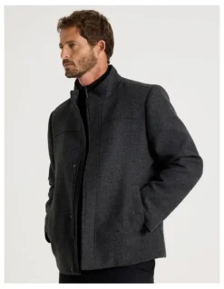 Basque Wool Blend Felt Jacket in Charcoal