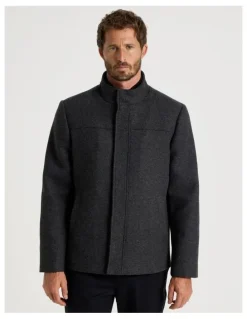 Basque Wool Blend Felt Jacket in Charcoal