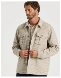 Basque Wool Blend Shacket in Cream