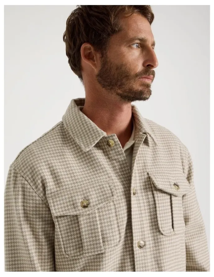 Basque Wool Blend Shacket in Cream