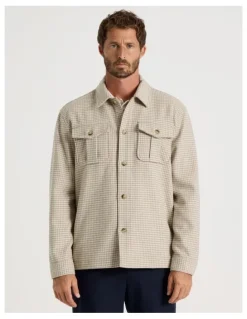 Basque Wool Blend Shacket in Cream