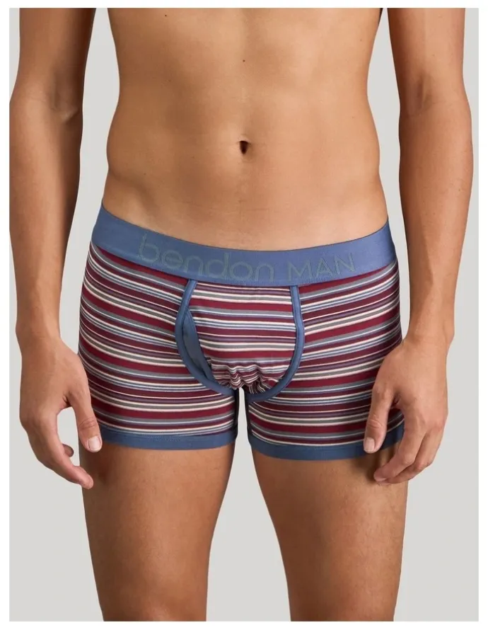 Bendon Man Bold Stripe Mens Trunk in Indigo/Fig Stripe