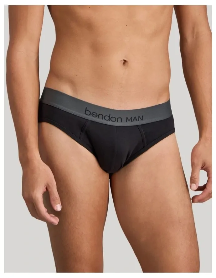Bendon Man Cotton Low-Rise Mens Brief in Black