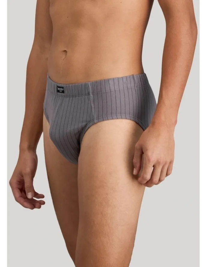 Bendon Man Cotton Stretch Mens Brief in Ash Pinstripe