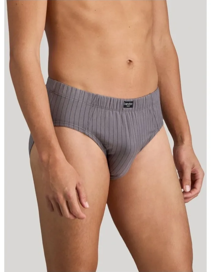 Bendon Man Cotton Stretch Mens Brief in Ash Pinstripe
