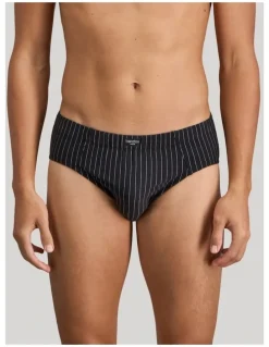 Bendon Man Cotton Stretch Mens Brief in Black Pinstripe