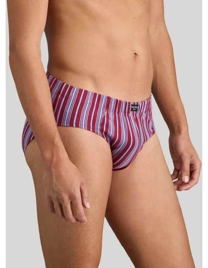 Bendon Man Cotton Stretch Mens Brief in Tibetan Red Stripe