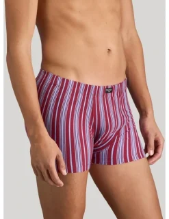 Bendon Man Cotton Stretch Mens Trunk in Tibetan Red Stripe