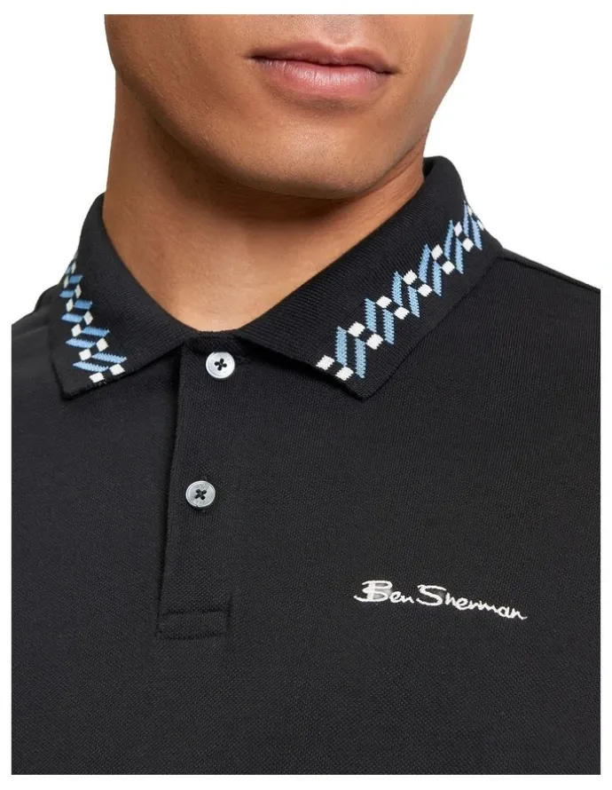 Ben Sherman Collar Interest Polo Shirt in Black