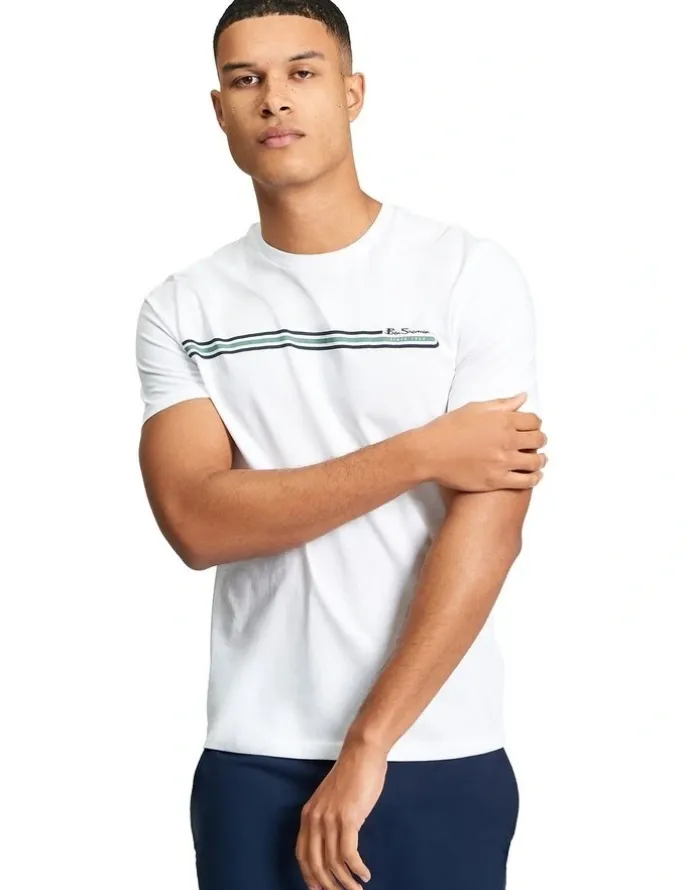 Ben Sherman Core Stripe Tee in White