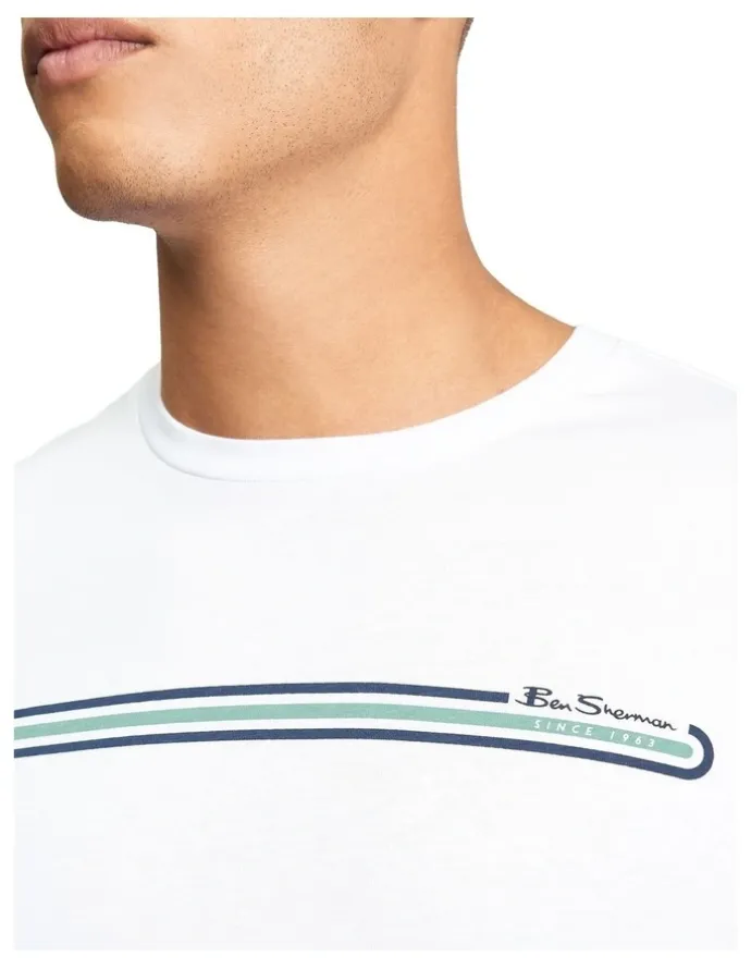 Ben Sherman Core Stripe Tee in White