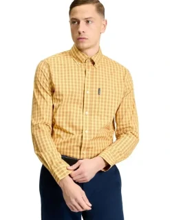 Ben Sherman Linear Gingham Long Sleeve Shirt in Zest
