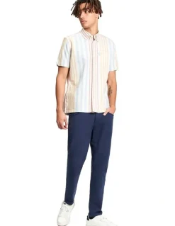 Ben Sherman Multicolour Oxford Stripe Short Sleeve Shirt in Ivory