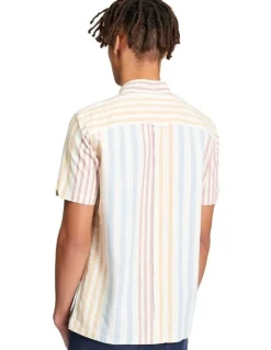 Ben Sherman Multicolour Oxford Stripe Short Sleeve Shirt in Ivory