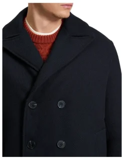 Ben Sherman Peacoat Coat in Dark Navy