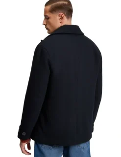 Ben Sherman Peacoat Coat in Dark Navy