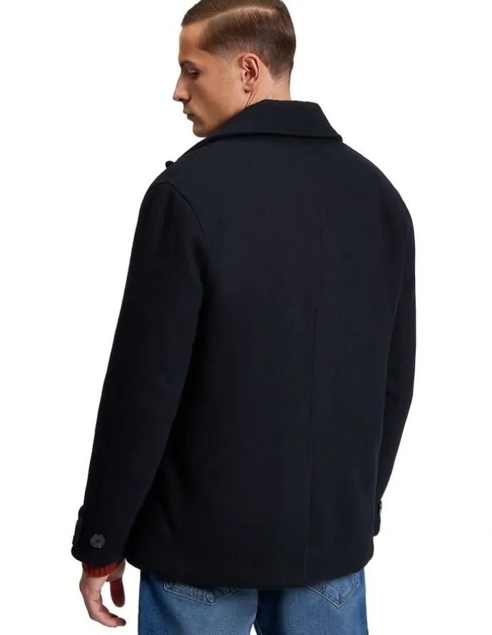 Ben Sherman Peacoat Coat in Dark Navy