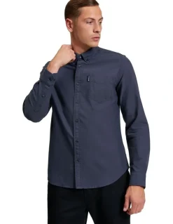 Ben Sherman Signature Oxford Long Sleeve Shirt in Slate