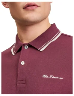 Ben Sherman Signature Pique Polo in Aubergine