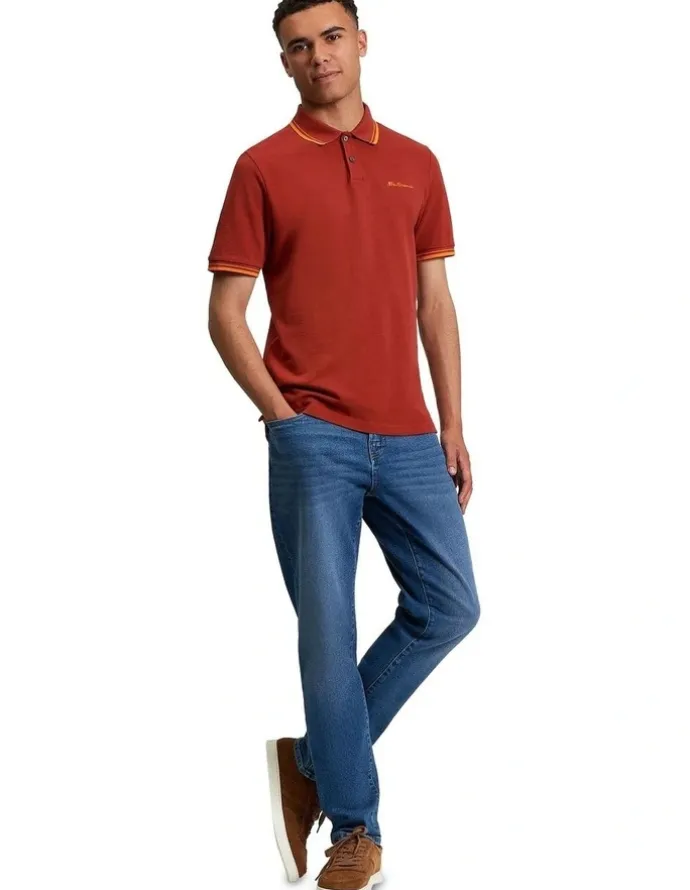 Ben Sherman Signature Pique Polo in Burnt Orange
